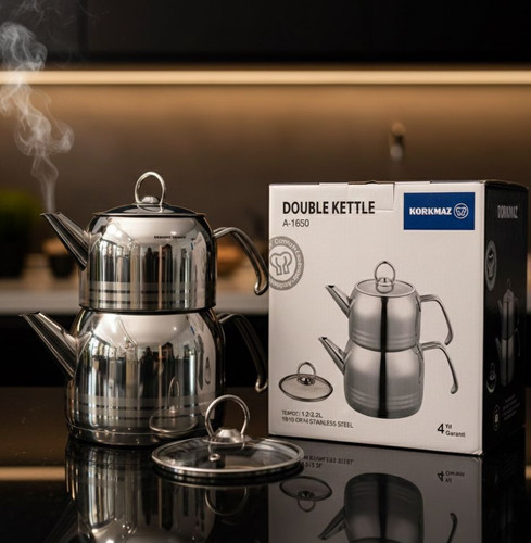 korkmaz-teapot-set-original ست کتری و قوری Korkmaz اصل با جعبه